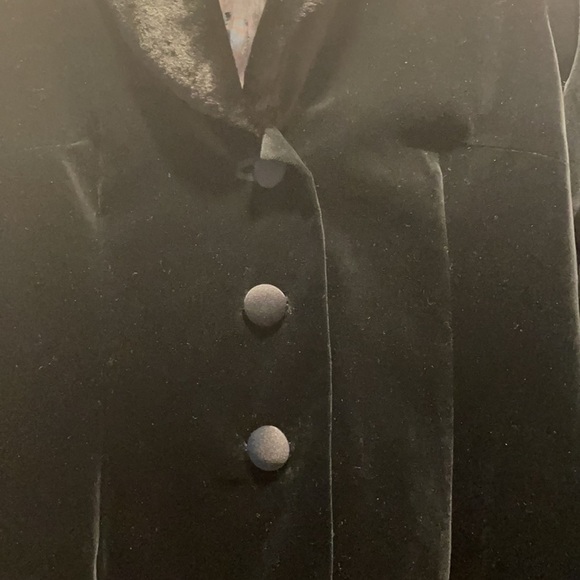 JS Collections 3 Button Down Velour Coat with Faux Fur Collar 80’s Classic - Picture 3 of 8